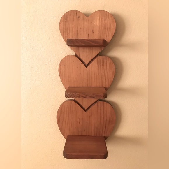 Vintage Farmhouse Heart Shaped Wood Shelf Wall Decorative DIY - Picture 2 of 4